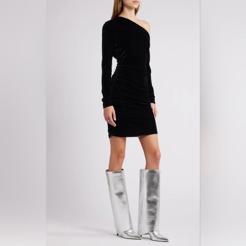 NWOT Open Edit Silver‎ Metallic Knee-High Boots Pointed Toe Holiday Party Sz 8